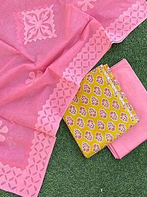 Applique Unstitched Suit-3