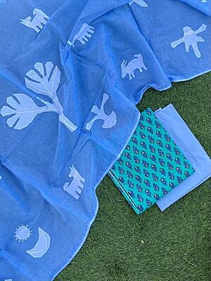 Applique Unstitched Suit-4