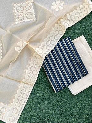 Applique Unstitched Suit-5