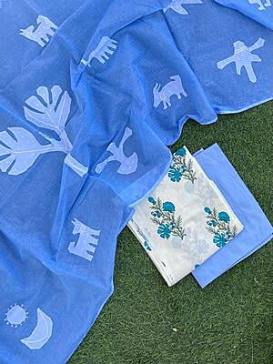 Applique Unstitched Suit-7