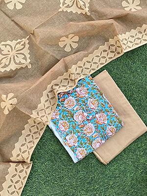 Applique Unstitched Suit-9