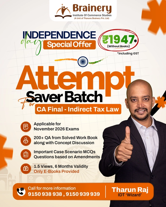 CA Final – Indirect Tax Laws | Attempt Saver Batch | Nov 2026