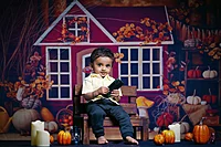 Fabric Baby Backdrop - Pumpkin Harvest - 5x7 Feet