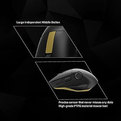 ASUS ProArt MD300 Dial, Wireless Mouse with 2 Scroll Wheel, Quick Charging, Middle Button, 4200 DPI, Multi Device Connect/Bluetooth, USB Mouse (Star B