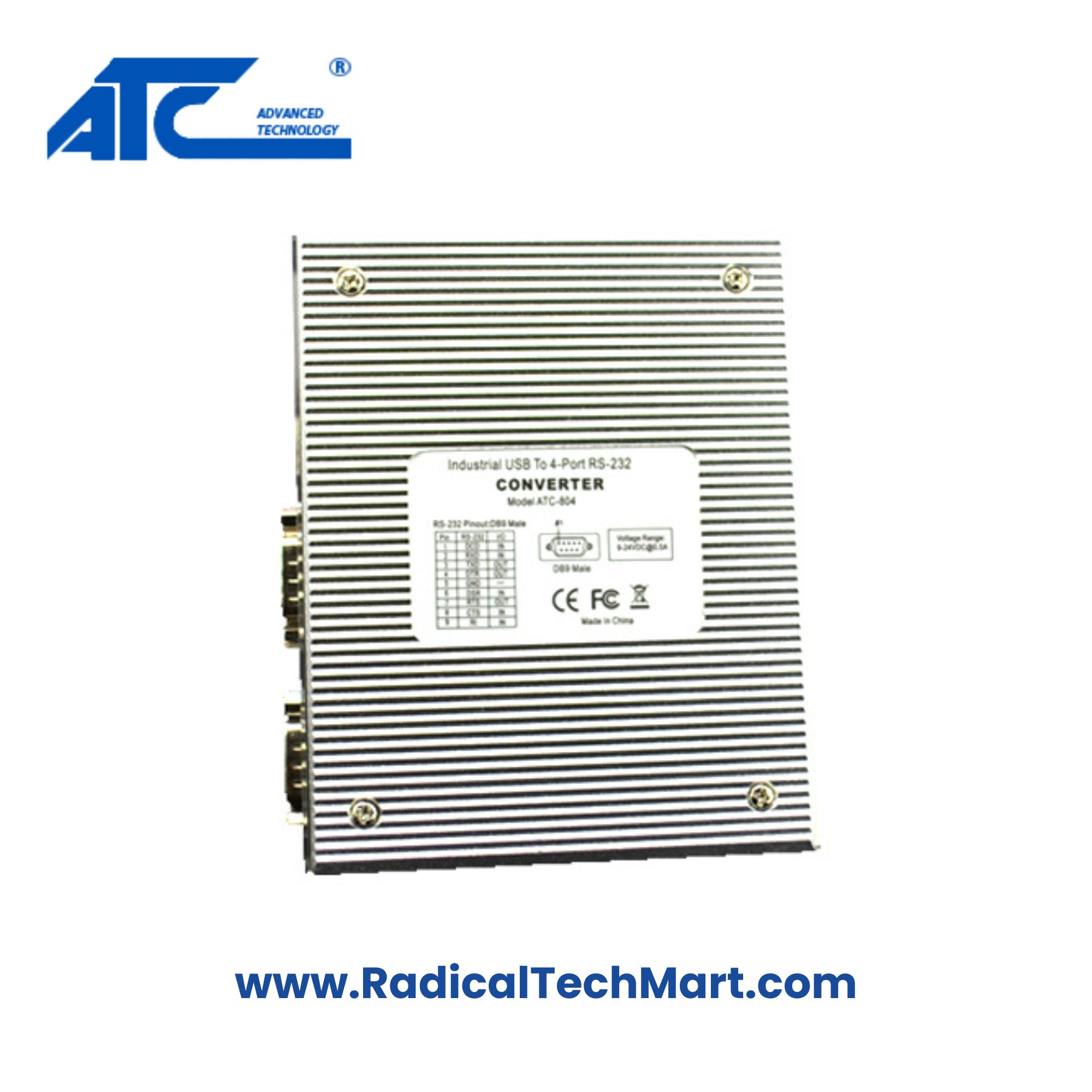 ATC-804 USB to 4-Port RS232 Converter – Industrial Serial Adapter