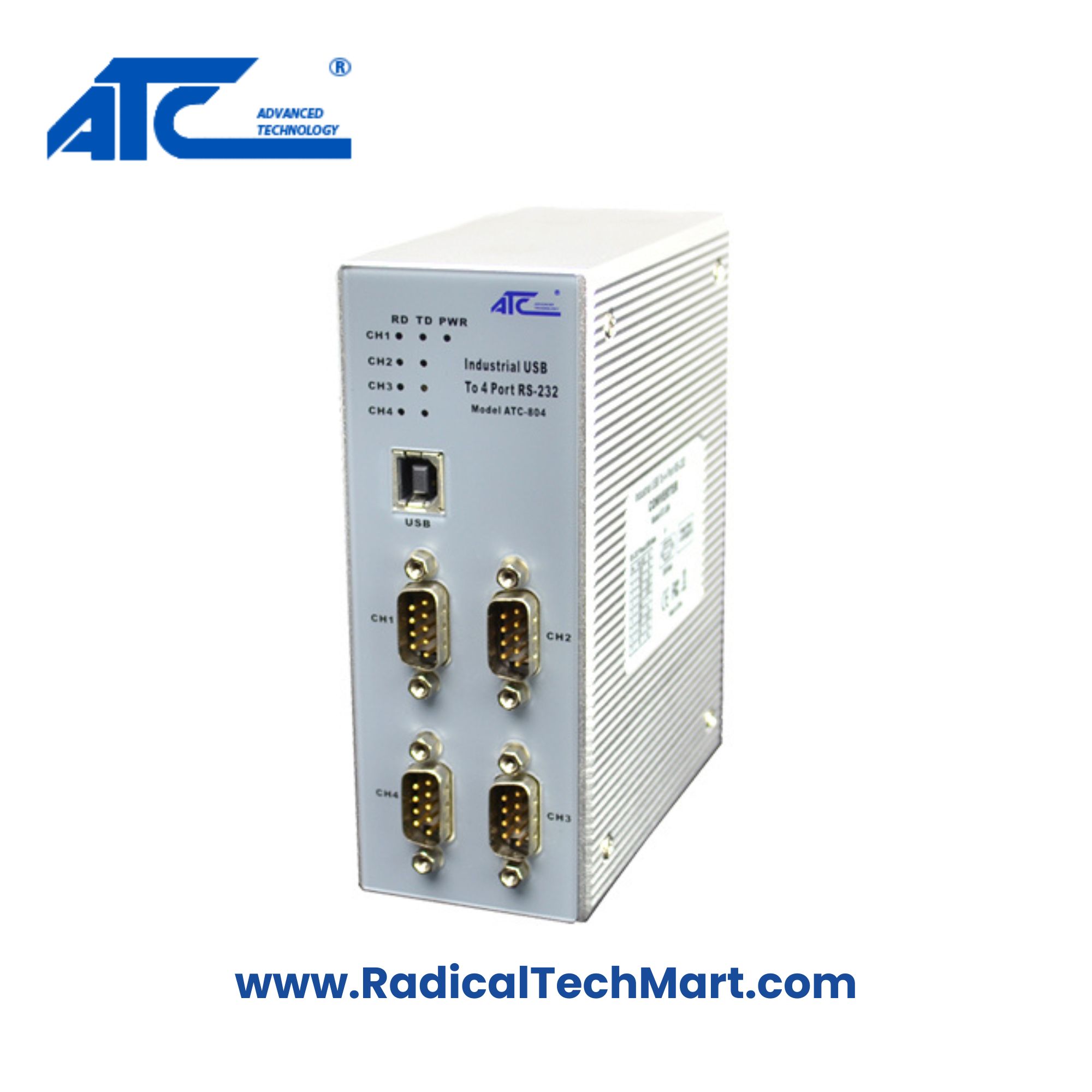 ATC-804 USB to 4-Port RS232 Converter – Industrial Serial Adapter