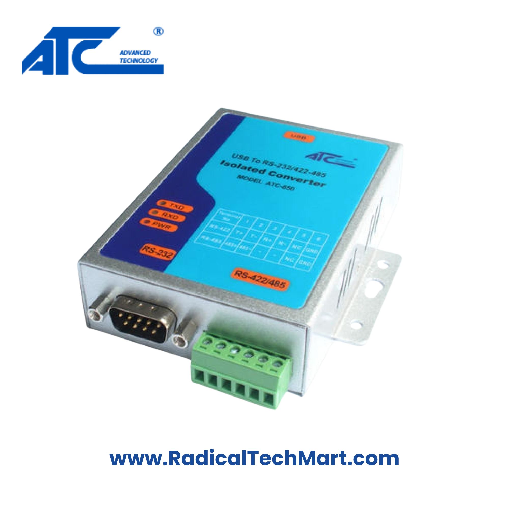 ATC-850 High-Speed USB to RS-232/422/485 Converter with Isolation and Surge Protection