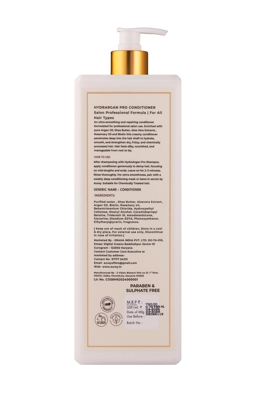 Aurey Hydrargan Pro Conditioner With Argan Oil | Shea Butter | Rosemary Oil & Biotin 1000ML