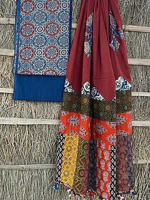 Ajrakh Unstitched Suit-17