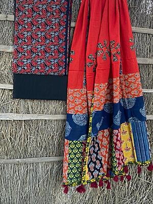 Ajrakh Unstitched Suit-21