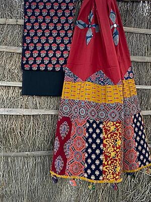 Ajrakh Unstitched Suit-22