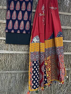 Ajrakh Unstitched Suit-24