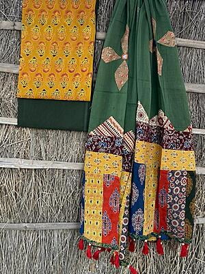 Ajrakh Unstitched Suit-5