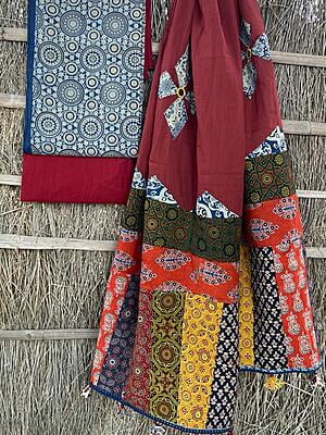 Ajrakh Unstitched Suit-9