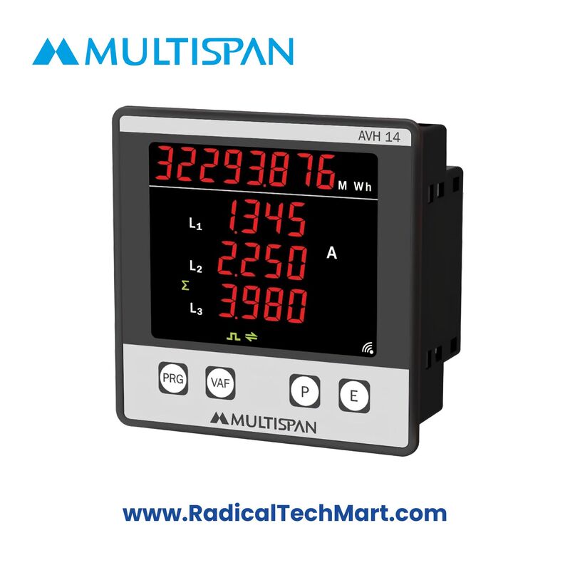 Multispan AVH-14-E3-N1 Multifunction Energy Meter Front View