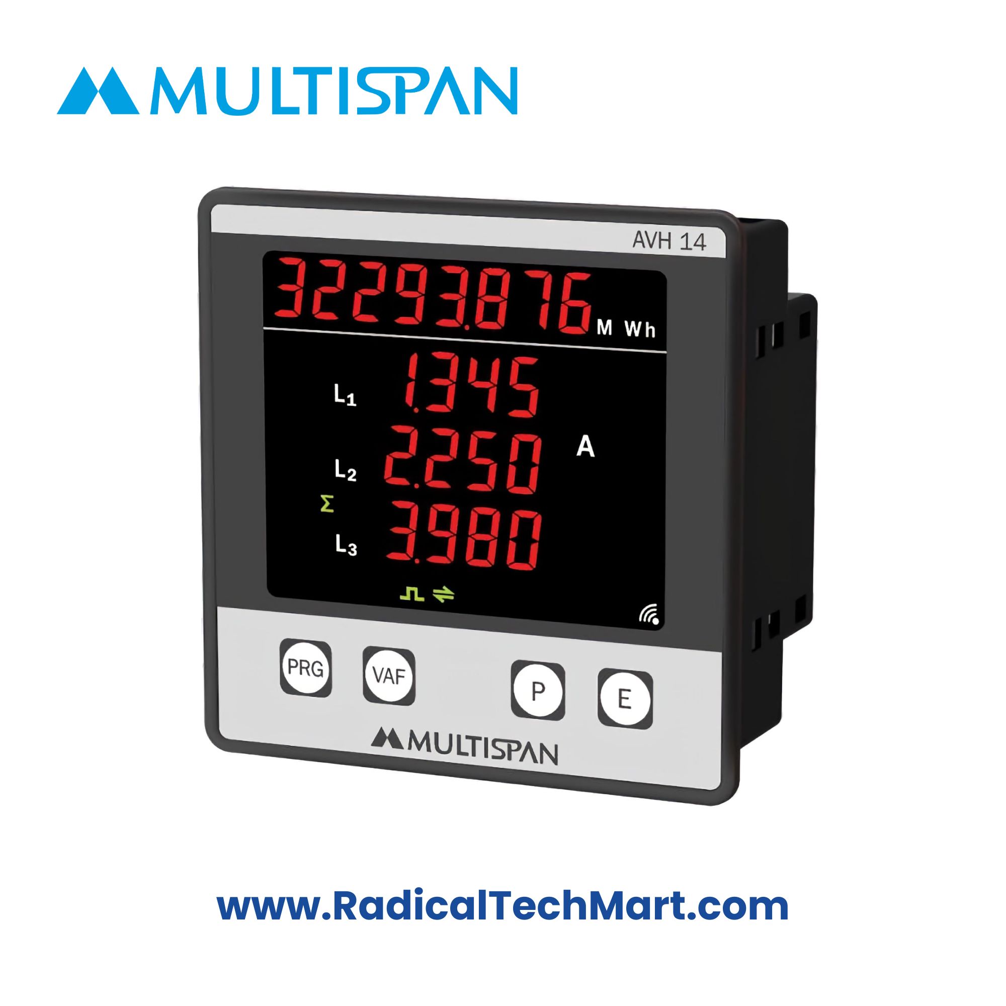 Multispan AVH-14-E3-N1 Multifunction Energy Meter Front View
