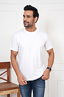 Round Neck Regular fit White T-shirt Plain