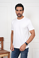 Round Neck Regular fit White T-shirt Plain