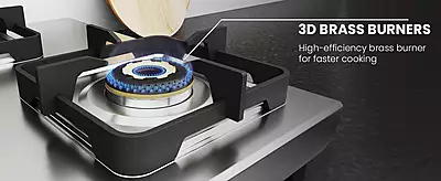 Matte Stainless Steel Cooktop Manual Ignition 3 Burner