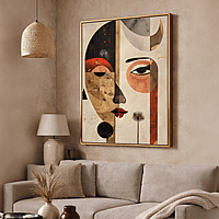 Abstract Geometric Face Wall Art – Modern Colorful Textured Paper Portrait Decor