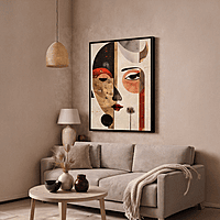 Abstract Geometric Face Wall Art – Modern Colorful Textured Paper Portrait Decor