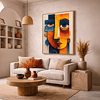 Abstract Face Wall Art – Modern Geometric Boho Decor