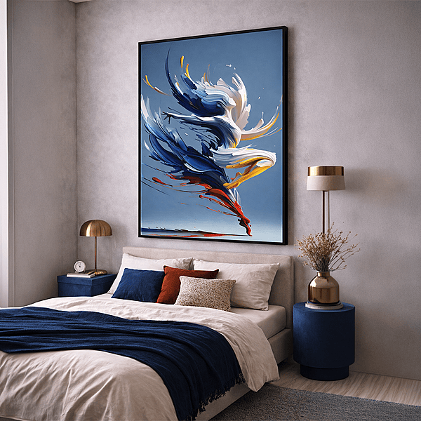 Abstract Paint Brush Dancer Wall Art – Modern Swirl Movement Colorful Home Decor
