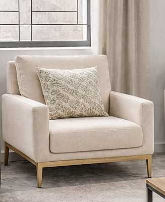 Vikinterio Modern Cream Fabric Accent Chair with Gold Metal Base