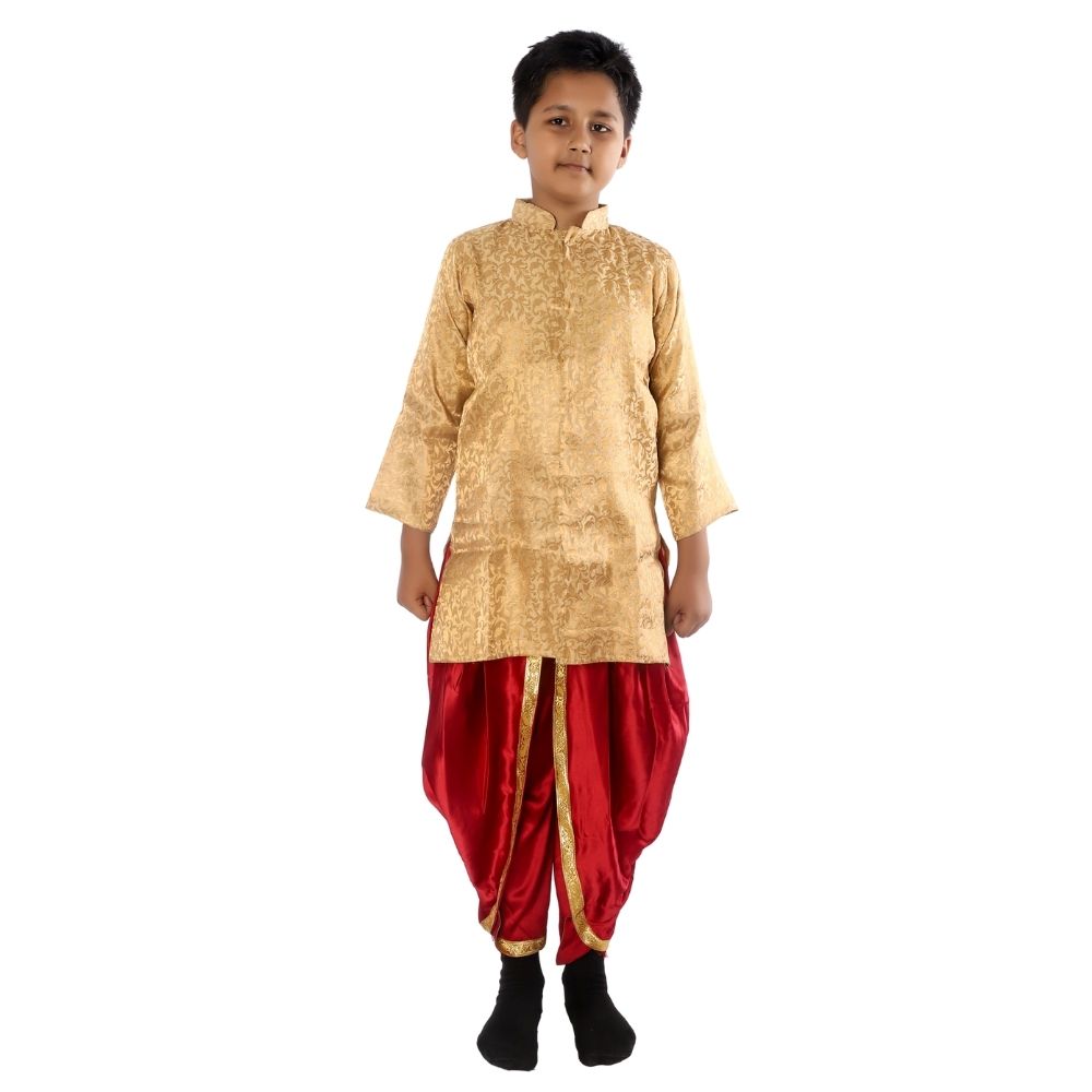 Boys Achkan Dhoti Dress Red & Golden Boys Achkan Dhoti Dress Red & Golden