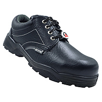 ACME Ether Safety Shoe C.T. PU Single Density - DIP Low Ankle - Plain Black Apollo Leather