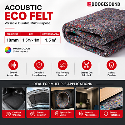 Doogesound Acoustic Eco Felt -10mm Multicolour 1.5 Mtr x 1 Mtr - Acoustic, Speaker Box Echo Doogesound Acoustic Eco Felt -10mm Multicolour 1.5 Mtr x 1 Mtr - Acoustic, Speaker Box Echo