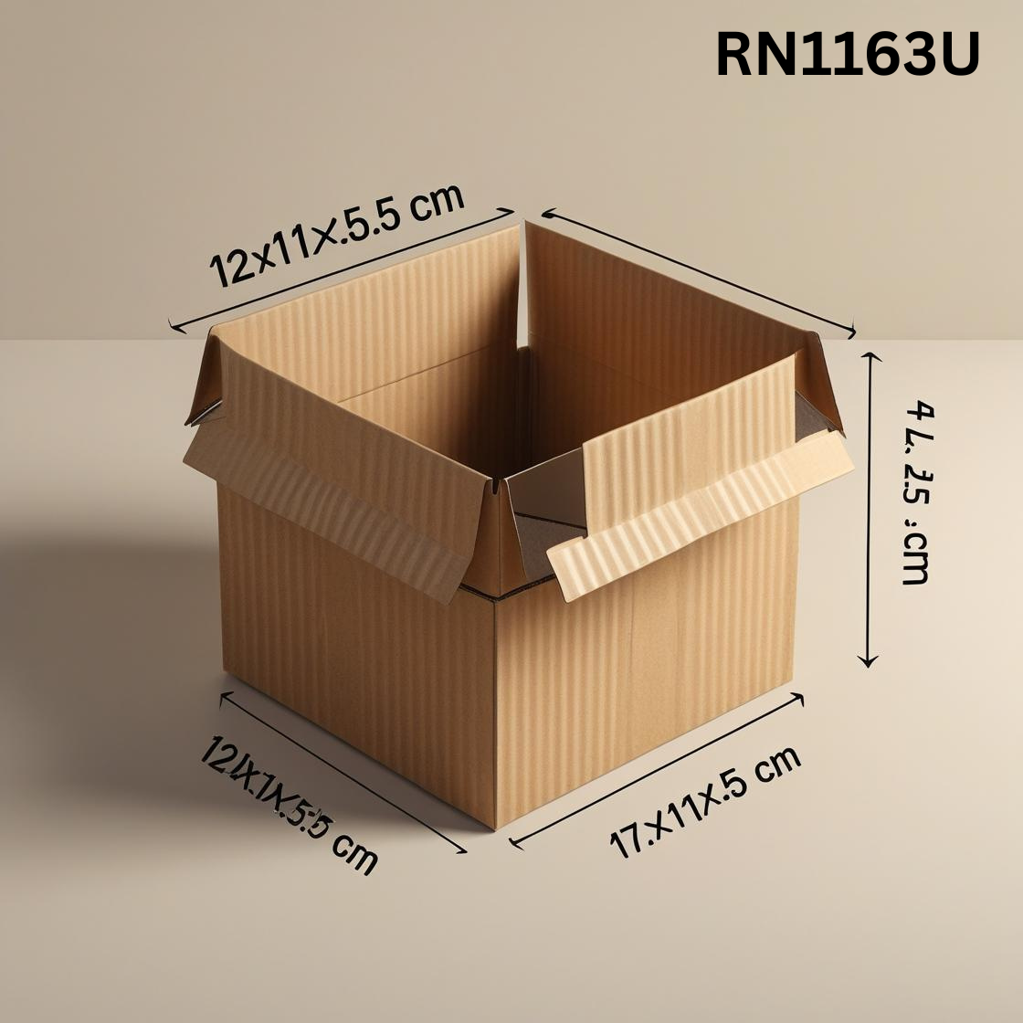 RN1163U - Universal Corrugated Box - 3 Ply - Strong  - 12X11X5.5 cm / 4.7X4.3X2.1  inch - OD