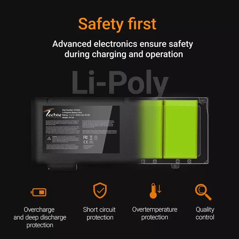 Techie HP PC03XL Battery – 3-Cell for Pavilion by Techie is a reliable replacement battery designed to provide long-lasting power and performance for your HP Pavilion laptop. Easy to install!