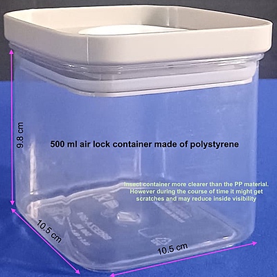 500 ml Air Lock Polystyrene Container – Crystal Clear & Secure Storage