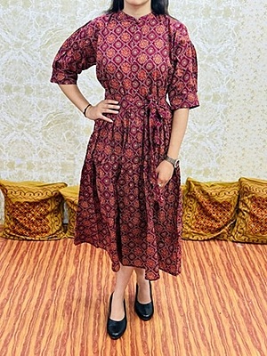 Ajrakh Printed Dress Catalogue 1 - Burgundy - 1 Ajrakh Printed Dress Catalogue 1 - Burgundy - 1