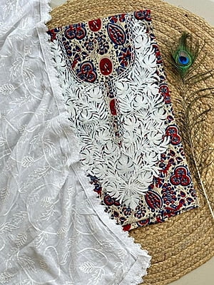 Ajrakh Printed Kashmiri Work Top-Dupatta Set Catalogue 1-Beige-1 Ajrakh Printed Kashmiri Work Top-Dupatta Set Catalogue 1-Beige-1