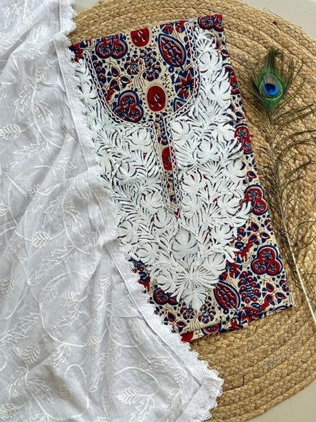 Ajrakh Printed Kashmiri Work Top-Dupatta Set Catalogue 1-Beige-1 Ajrakh Printed Kashmiri Work Top-Dupatta Set Catalogue 1-Beige-1