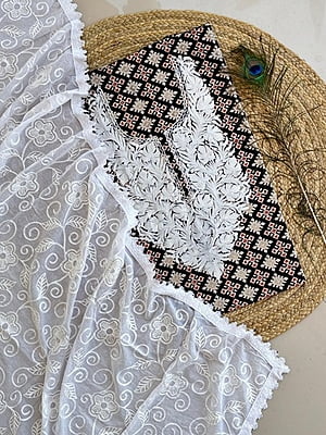 Ajrakh Printed Kashmiri Work Top-Dupatta Set Catalogue 1-Black-2 Ajrakh Printed Kashmiri Work Top-Dupatta Set Catalogue 1-Black-2