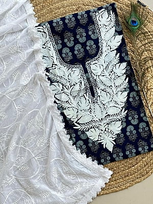 Ajrakh Printed Kashmiri Work Top-Dupatta Set Catalogue 1-Black-4 Ajrakh Printed Kashmiri Work Top-Dupatta Set Catalogue 1-Black-4