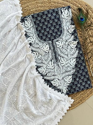 Ajrakh Printed Kashmiri Work Top-Dupatta Set Catalogue 1-Black-5 Ajrakh Printed Kashmiri Work Top-Dupatta Set Catalogue 1-Black-5