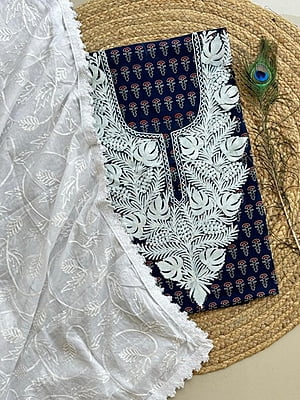 Ajrakh Printed Kashmiri Work Top-Dupatta Set Catalogue 1-Black-6 Ajrakh Printed Kashmiri Work Top-Dupatta Set Catalogue 1-Black-6