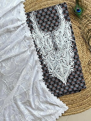 Ajrakh Printed Kashmiri Work Top-Dupatta Set Catalogue 1-Black-7 Ajrakh Printed Kashmiri Work Top-Dupatta Set Catalogue 1-Black-7