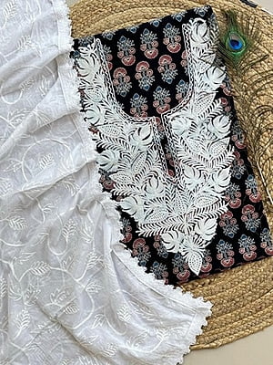 Ajrakh Printed Kashmiri Work Top-Dupatta Set Catalogue 1-Black-9 Ajrakh Printed Kashmiri Work Top-Dupatta Set Catalogue 1-Black-9