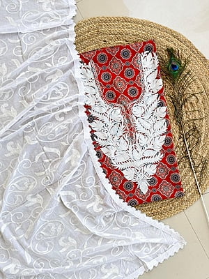 Ajrakh Printed Kashmiri Work Top-Dupatta Set Catalogue 1-Carrot-1 Ajrakh Printed Kashmiri Work Top-Dupatta Set Catalogue 1-Carrot-1