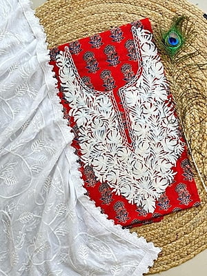 Ajrakh Printed Kashmiri Work Top-Dupatta Set Catalogue 1-Carrot-2 Ajrakh Printed Kashmiri Work Top-Dupatta Set Catalogue 1-Carrot-2