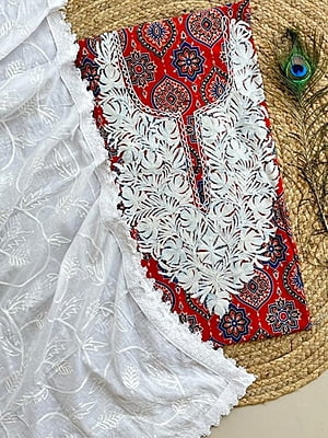 Ajrakh Printed Kashmiri Work Top-Dupatta Set Catalogue 1-Carrot-3 Ajrakh Printed Kashmiri Work Top-Dupatta Set Catalogue 1-Carrot-3