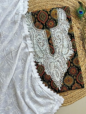 Ajrakh Printed Kashmiri Work Top-Dupatta Set Catalogue 1-EmeraldGreen-3 Ajrakh Printed Kashmiri Work Top-Dupatta Set Catalogue 1-EmeraldGreen-3