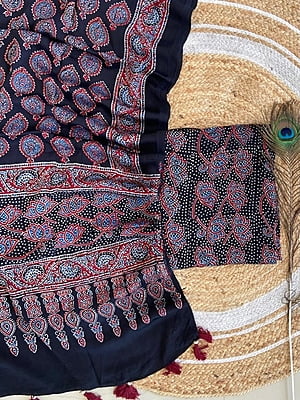 Ajrakh Printed Modal Satin Top-Dupatta Set Catalogue 1-Black-4 Ajrakh Printed Modal Satin Top-Dupatta Set Catalogue 1-Black-4