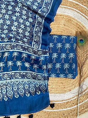 Ajrakh Printed Modal Satin Top-Dupatta Set Catalogue 1-Indigo-1 Ajrakh Printed Modal Satin Top-Dupatta Set Catalogue 1-Indigo-1