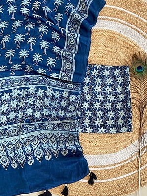 Ajrakh Printed Modal Satin Top-Dupatta Set Catalogue 1-Indigo-2 Ajrakh Printed Modal Satin Top-Dupatta Set Catalogue 1-Indigo-2